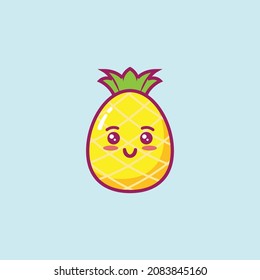 Illustration vector of Smiling pineapple icon.fit for web design,children's book,maskot,etc.