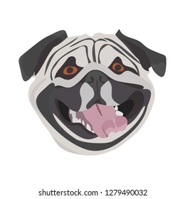 Illustration Vector smiling Pug  for the creative use in graphic design