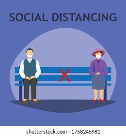 Illustration Vector Social Distancing For your website or social media needs.