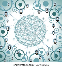  Illustration, Vector. Social media network connection concept. Communication social background. 