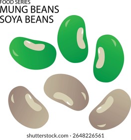 illustration vector soya beans and mung beans