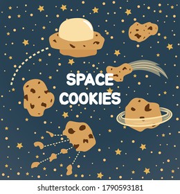 Illustration vector of space cookies with cookies ufo