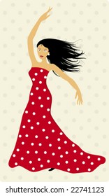 Illustration (vector) of spanish dancer in red.