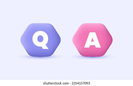 illustration vector speech bubble q letters questions answers realistic 3d creative isolated on background.Realistic vector illustration.