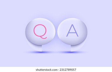 illustration vector speech bubble q letters questions answers icon 3d symbols isolated on background.3d design cartoon style. 