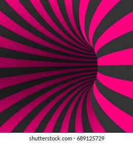 Illustration of Vector Spiral Optical Illusion Template. Spiral Twisted Vortex Tunnel Shape
