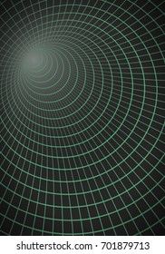 Illustration of Vector Spiral Tunnel. Wireframe Technology Vortex Tunnel Illusion Background