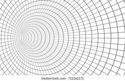 Illustration of Vector Spiral Tunnel. Wireframe Technology Vortex Tunnel Illusion Background