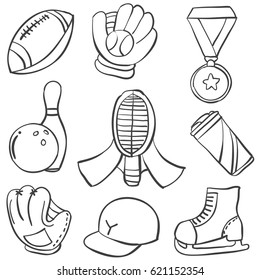 Illustration vector sport equipment doodle