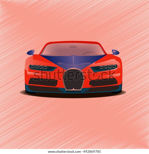 Illustration vector\
sports red car front view.\

