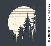Illustration Vector Spruce Forest On Moon Background