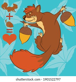 Illustration vector squirrel in cartoon style for fashion design or other products.