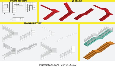 Illustration Vector stairs  stairs icon  3d stairs  stairs top view