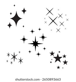 illustration vector stars set icon collection, stars night decoration 