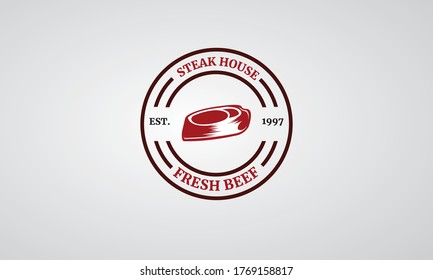 Illustration Vector Steak Beef , can for logo restaurant or for house steak with style vintage modern, logo template staek beef .Vector EPs10