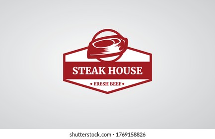 Illustration Vector Steak Beef , can for logo restaurant or for house steak with style vintage modern, logo template staek beef .Vector EPs10