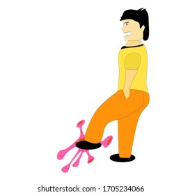 Ilustración vectorial de pisar un virus de la corona