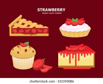 Illustration vector of strawberry dessert.