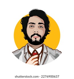 Ilustración y dibujo de estilo vectorial de hombres guapos con traje.