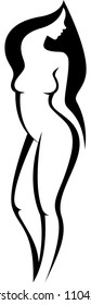 Illustration of a vector stylized silhouette of a beautiful young woman