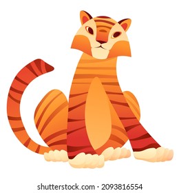 illustration vector stylized tiger isolated on white background for New Year greeting cards, posters or sticker