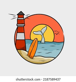 illustration vector of summer in beach perfect for print,etc
