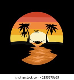 Vektorgrafik von Sommerurlaub am Strand geeignet für Hintergrund, Druck, etc.