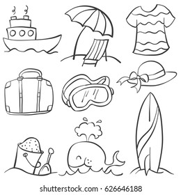 Illustration vector summer object doodles