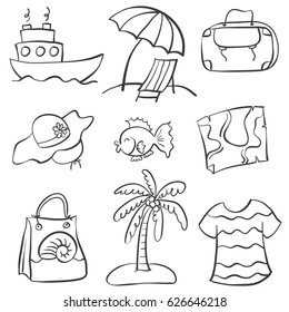 Illustration vector of summer object doodles