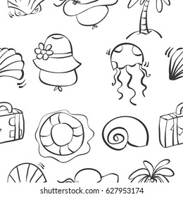Illustration vector summer object doodles