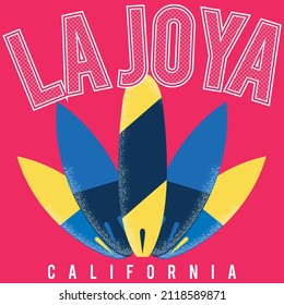 Illustration vector surfboards and text california beach design style