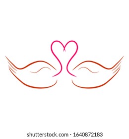 Illustration vector of swan-shaped line symbolizing the love