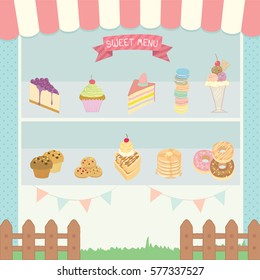 Illustration vector of sweet menu cute cafe.