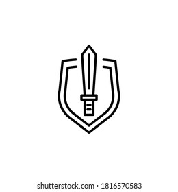 ilustración vector de la espada y icono de escudo lineal.