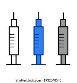 Illustration vector of Syringe icon set with line style and color style