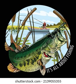 illustration Vector T shirt   bass  fishing fisherman fish vector  sport largemouth  
