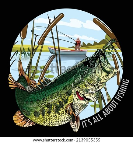 illustration Vector T shirt   bass  fishing fisherman fish vector  sport largemouth  
