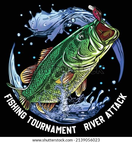 illustration Vector T shirt   bass  fishing fisherman fish vector  sport largemouth  
