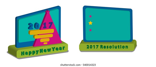 Illustration vector table colorful decoration on Happy New Year and resolution concept.