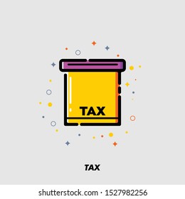 Illustration vector Tax Sign with Payment and Bill Invoice Simple Linear Icon Flat Design