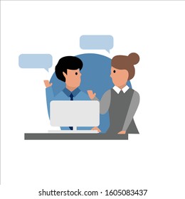 illustration vector of teamwork, a group of business people at table create new ideas for a start-up.