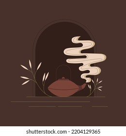 Illustration vector. Teapot with tea.