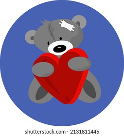 illustration vector teddy beard heart 