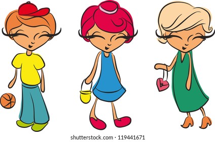 illustration vector teenage girl set