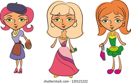 illustration vector teenage girl set