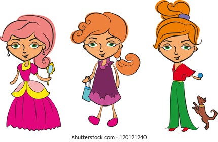 illustration vector teenage girl set