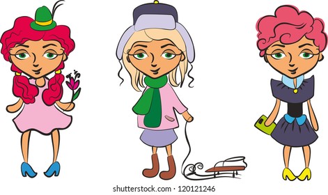 illustration vector teenage girl set