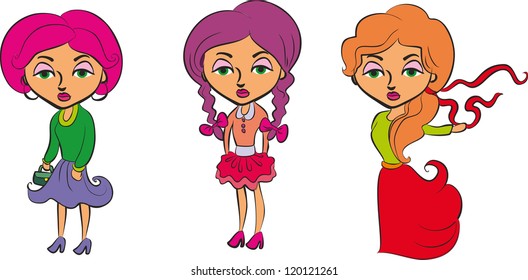 illustration vector teenage girl set