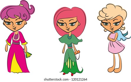 illustration vector teenage girl set