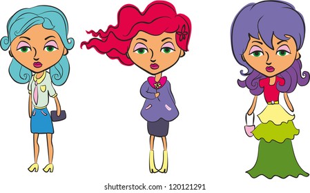 illustration vector teenage girl set